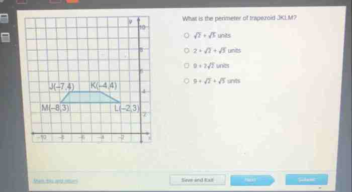 Perimeter trapezoid side formulas lengths where