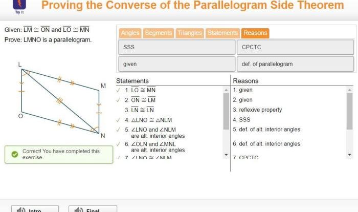 Proving a quadrilateral is a parallelogram worksheet