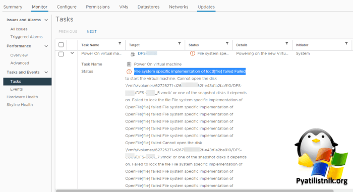 File system specific implementation of openfile file failed