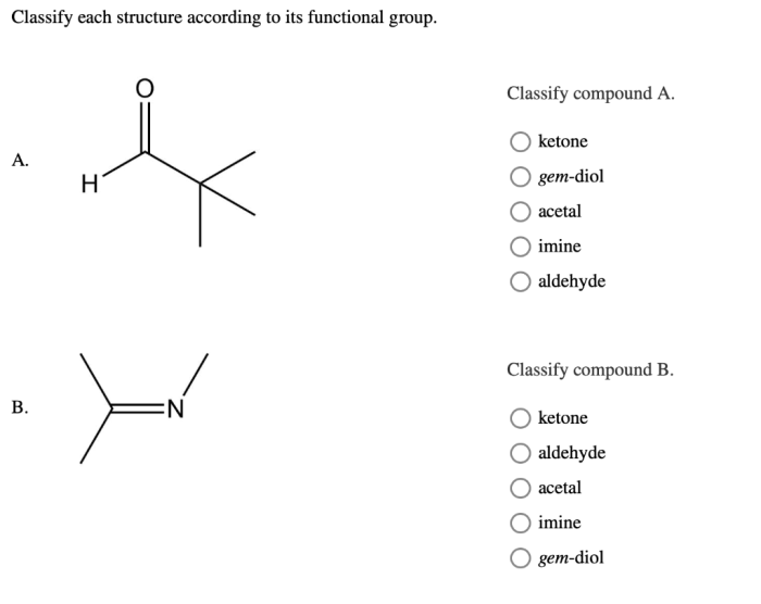 Classify each of the following according to its functional group